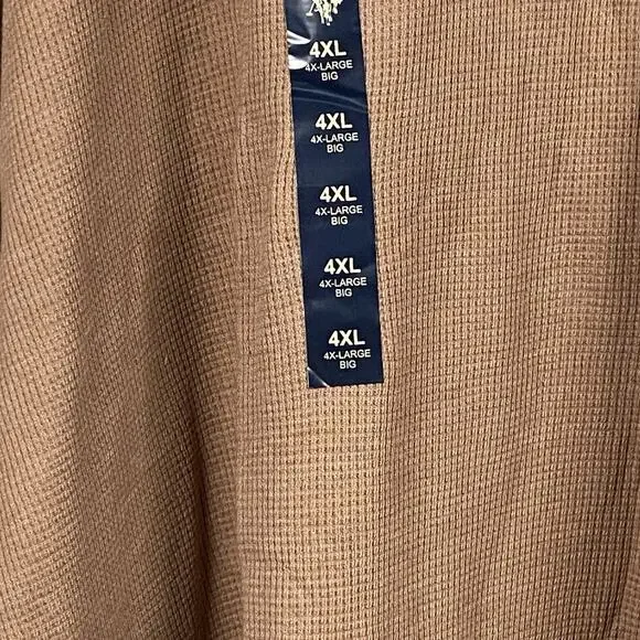 US Polo Assn Thermal Shirt Men's 4XL Logo Waffle Knit Crew Neck Brown New - Picture 4 of 7